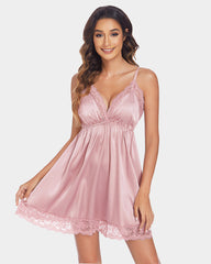 Satin Lingerie Dress V Neck Slips Nightie