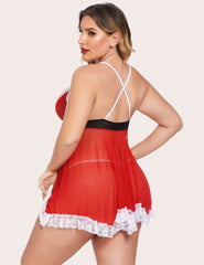 Set Lenjerie Plus Marime Moș Crăciun Babydoll