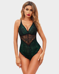 Snap Crotch Teddy Contrast Lace One Piece