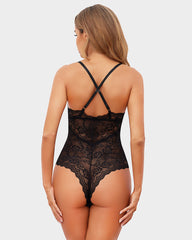 Snap Crotch Teddy Contrast Lace One Piece