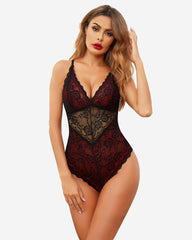 Snap Crotch Teddy Contrast Lace One Piece