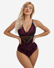 Snap Crotch Teddy Contrast Lace One Piece