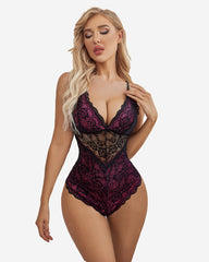 Snap Crotch Teddy Contrast Lace One Piece