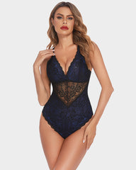 Snap Crotch Teddy Contrast Lace One Piece