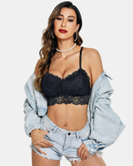 Padded Floral Lace V Neck Crop Top