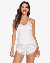 Pajama Set Satin Cami Lace Sleepwear