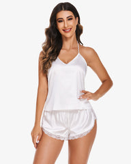 Pajama Set Satin Cami Lace Sleepwear