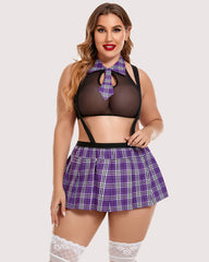 Plus Size Outfit with Tie Top and Mini Skirt