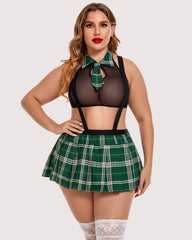 Tinuta Plus Size cu Cravata Top si Fusta Mini 