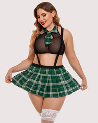 Plus Size Outfit with Tie Top and Mini Skirt