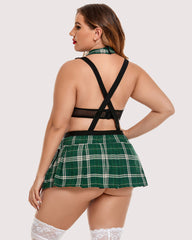 Tinuta Plus Size cu Cravata Top si Fusta Mini 