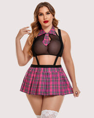 Plus Size Outfit with Tie Top and Mini Skirt