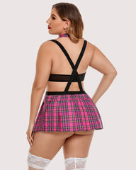 Tinuta Plus Size cu Cravata Top si Fusta Mini 