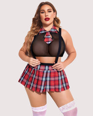 Plus Size Outfit with Tie Top and Mini Skirt