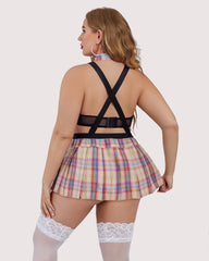 Plus Size Outfit with Tie Top and Mini Skirt