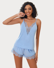 Love Heart Lace Trim Pajama Set