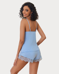 Lace Trim Short Pajama Set