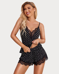 Love Heart Lace Trim Pajama Set