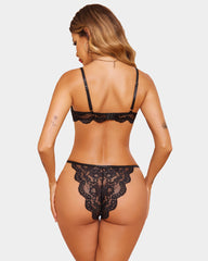 Floral Lace  Bra and Panty Sets with Underwire