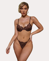 Floral Lace  Bra and Panty Sets with Underwire