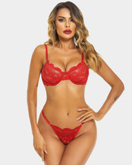 Floral Lace  Bra and Panty Sets with Underwire