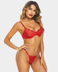 Floral Lace  Bra and Panty Sets with Underwire