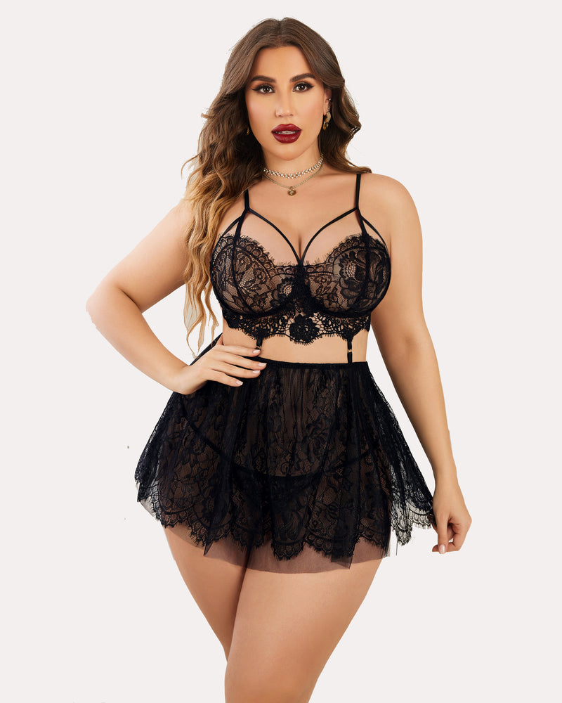 Lenjerie de noapte Babydoll Dantela Mesh
