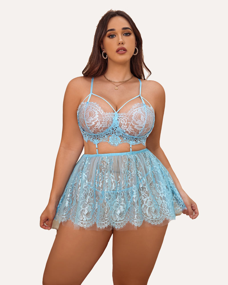 Lenjerie Plus Size Babydoll Lace Nighty