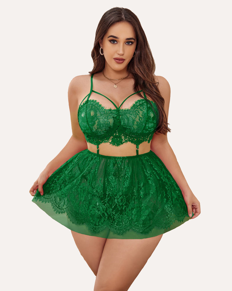 Lenjerie Plus Size Babydoll Lace Nighty