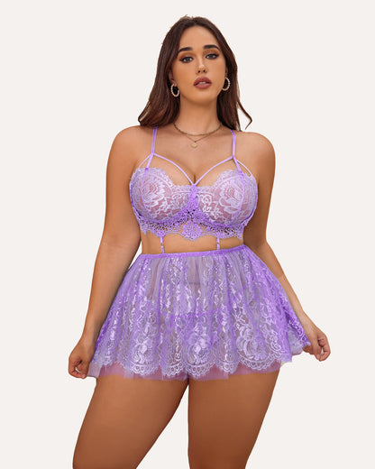 Lenjerie Plus Size Babydoll Lace Nighty