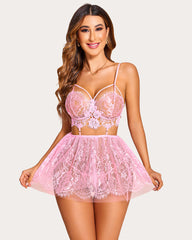 Lace Mesh Nightwear Chemise Nightie