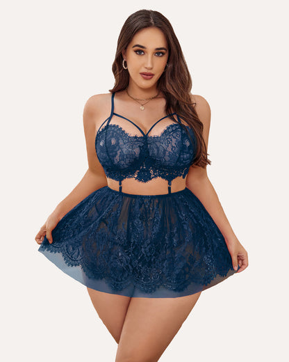 Lenjerie Plus Size Babydoll Lace Nighty