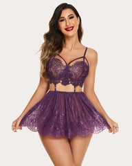 Lace Mesh Nightwear Chemise Nightie