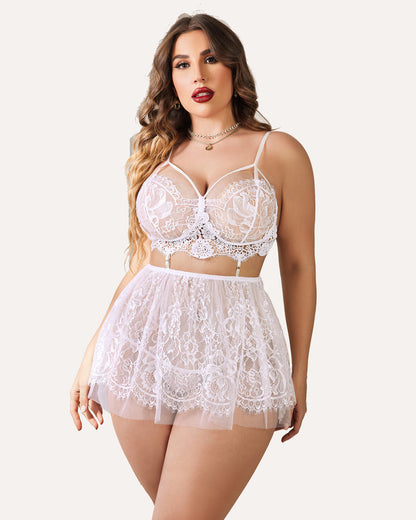 Lenjerie Plus Size Babydoll Lace Nighty