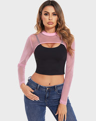 Mock Neck Long Sleeve Crop Top