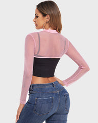 Mock Neck Long Sleeve Crop Top