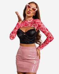 Mock Neck Long Sleeve Crop Top