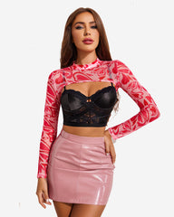 Mock Neck Long Sleeve Crop Top