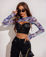 Mock Neck Long Sleeve Crop Top