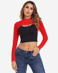 Mock Neck Long Sleeve Crop Top