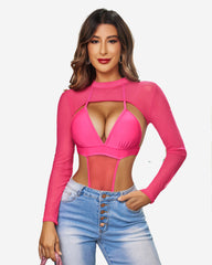 Mock Neck Long Sleeve Crop Top