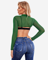 Mock Neck Long Sleeve Crop Top