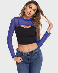 Mock Neck Long Sleeve Crop Top