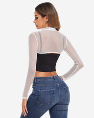 Mock Neck Long Sleeve Crop Top