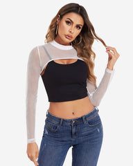 Mock Neck Long Sleeve Crop Top