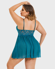 Plus Size Lace Heart Side Slit Nightdress