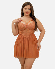 Plus Size Lace Heart Side Slit Nightdress