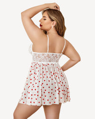 Plus Size Lace Floral Print Babydoll