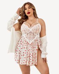 Plus Size Lace Floral Print Babydoll