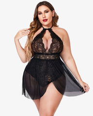 Plus Size Lace Snap Crotch Babydolls